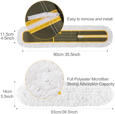 36" Microfiber Mop Pads 2 Pieces Just Fit CLEANHOME Industrial Dust Mop: B08R3F1ZZM,Green