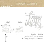 Modern Cursive Cake Topper - happy birthday - Double Sided Silver Glitter - Premium Quality Made in USA