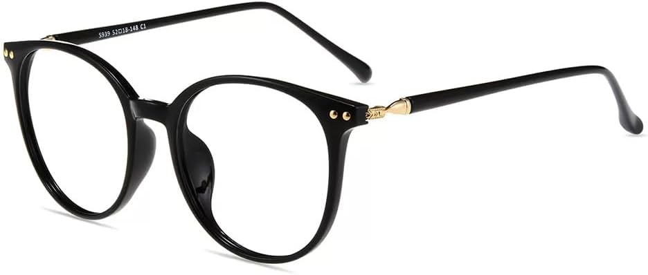 Firmoo Blue Light Blocking Glasses for Women/Men, Oversized Round Black Computer Glasses Bluelight Blocker Glasses Anti Glare Reduce Eye Strain