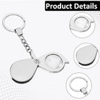 20X Mini Pocket Magnifying Glass, Small Jewelers Magnifier Silver Foldable Rotating Loupe Magnifier Keychain for Reading Newspaper, Book, Magazine, Hobby Jewelry, Gems, Diamonds