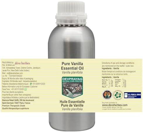 Pure Vanilla Essential Oil (Vanilla planifolia) Steam Distilled 300ml (10 oz)