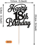 Rsstarxi 1 Pack Happy 18th Birthday Cake Topper Black Glitter 18 & Fabulous Cheers to 18 Years Old Birthday Cake Pick for Celebrating 18th Birthday Anniversary Party Cake Decorations Supplies