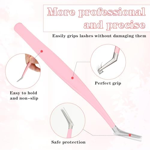 Eyelash Applicator Tool, 4Pcs Stainless Steel Eyebrow Tweezers with Silicone Tips, DIY Lash Extension Tools with Brush, Lash Applicator Tool Kit for Cluster and Individual Lashes