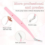 Eyelash Applicator Tool, 4Pcs Stainless Steel Eyebrow Tweezers with Silicone Tips, DIY Lash Extension Tools with Brush, Lash Applicator Tool Kit for Cluster and Individual Lashes