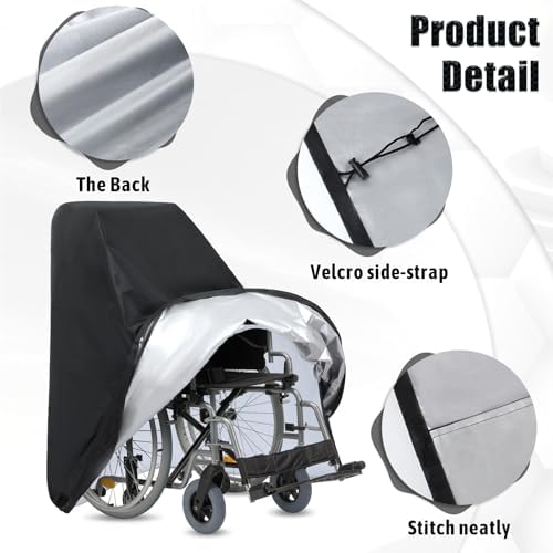 Electric Wheelchair Cover Waterproof Heavy Duty Dustproof Mobility Scooter Storage Cover for Travel Power Wheelchair Dust Protective Covers with Storage Bag Prevent Rain Wind Sun UV for Indoor Outdoor