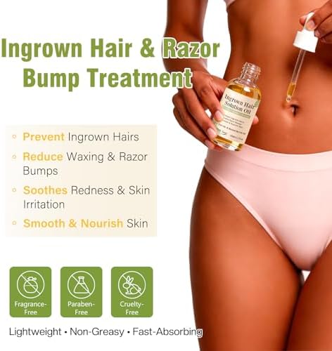 Ingrown Hair Treatment Oil Serum: 1.7oz Soothing After Shave Oil Prevents Ingrown Hairs for Soothes Razor Bumps Reduces Redness & Irritation for Bikini Area Legs Underarms Neck Beard & Face