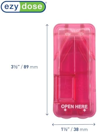 EZY DOSE Pill Cutter and Splitter with Dispenser, Safely Cuts Large, Small and Tiny Pills, Vitamins, Tablets in Half, Accurate and Easy Cutting, Stainless Steel Blade, Travel Sized, Pink, BPA Free