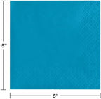 Creative Converting Touch of Color 2-Ply 50 Count Paper Beverage Napkins, Turquoise