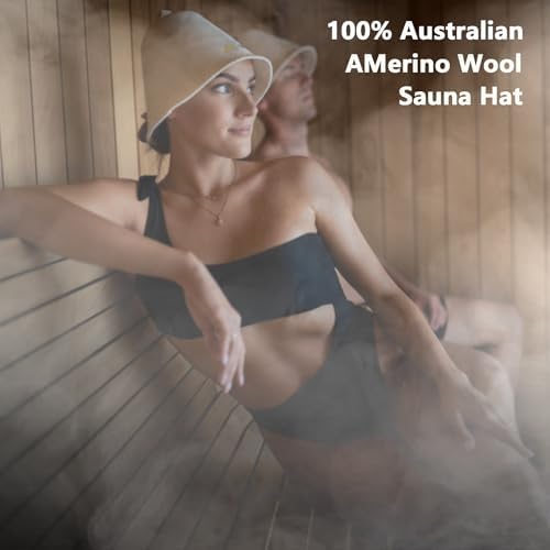 Merino Wool Sauna Hat for Women & Men, Seamless Soft Felt Sauna Cap, 100% Fine Merino Wool, Lightweight Breathable Nordic Design, Protects Head & Hair from Heat, Gift Bag Included White