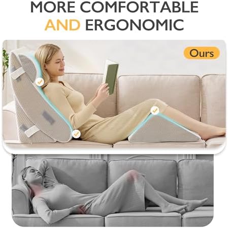 BDEUS 4-PCS Orthopedic Bed Wedge Pillow Set for Post-Surgery Recovery & Pain Relief - Adjustable Foam Support Pillows for Back, Leg, Neck & Shoulder Pain. Triangle Body Wedges for Sleeping, Sitting Up