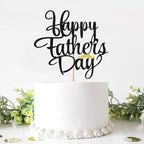 Glitter Happy Father's Day Cake Topper for Happy Birthday Cake Decorations, Dad Birthday Themed Decoration for Father Day Birthday Party Decorations supplies (Black)