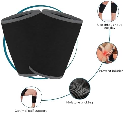 NeoTech Care Calf Compression Sleeve for Calves Support or Shin Splint (Black Color, Size M, 1 Pair)