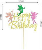 Fairy Cake Topper, Girl Birthday Party Decoration Topper, Fairy Happy Birthday Decoration - Gold Glitter