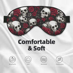 Skulls and Red Roses Sleep Mask Eye Mask with Adjustable Strap Eye Sleep Shade Cover Blocks Light for Women Men Airplane Travel Nap