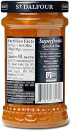 St. Dalfour Superfruits Apricot & Chia Fruit Spread - 6 oz - 100% from Fruit, Gluten-Free, No Artificial Ingredients, Non-GMO, All Natural, Made in France