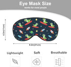 Astronaut Dinosaur Sleep Eye Mask Eye Cover Rex Tyrannosaurus Space Surf Funny Animal Silk Eye Mask for Sleeping with Adjustable Strap for Travel Nap Shift Work Office