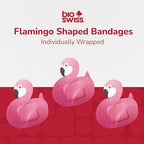 BioSwiss Bandages, Flamingo Shaped Self Adhesive Bandage Set, Latex Free, Sterile Wound Care, 24 Count