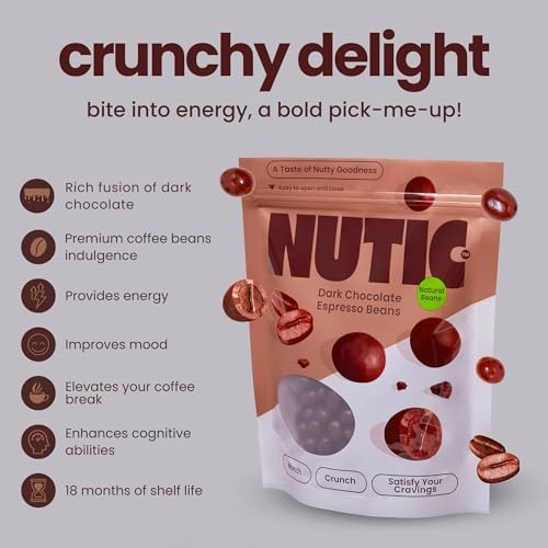 Dark Chocolate Covered Espresso Beans - Gourmet Roasted Coffee Beans in Rich Belgian Dark Chocolate for Natural Caffeine Energy Boost - Premium Snack for Coffee Lovers (1 lb Resealable Bag)