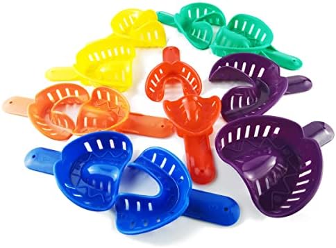 GXXMEI 12PCS 6 Sizes Dental Impression Tray for Adult/Children, Plastic Materials Teeth Holder Dental Central Supply for Oral Tools