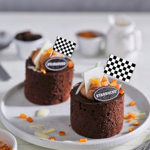 100 Pack Checkered Racing Flag Toothpicks - Checkered Flag Decorations for Cupcakes, Party Platters, Sports Themed Events