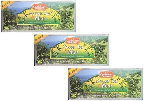 Caribbean Dreams Green Tea & Mint, 24 Tea Bags (3 Pack)