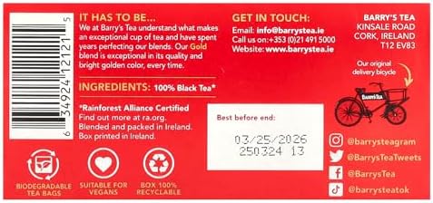 Barrys Tea Gold 40 Bags 125g (4.4oz)