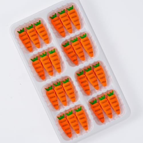 Easter Icing Decoration 24 Counts Edible Carrot Royal Icing Decoration Sugar Sprinkles for Baking Cupcake Topper Cake Ice Cream Cookies Chocolate