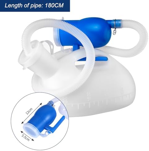Men Urinal Bottle Portable Toilet Male Pee Bottle Reusable Urine Bottle Collector Bed Pan with 71" Long Tube and Lids for Hospital Camping Elderly Bedridden Person (2L)