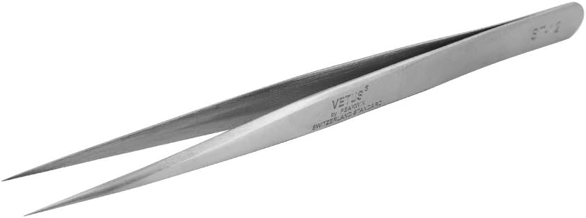 LASHVIEW Lash Tweezer, Vetus Straight Pointed Eyelash Tweezers for Profissional Grafting Eyelash Extension, Stainless Steel Needle Nose Tweezers for Lash Extension Stickers Precision Electronics, ST12