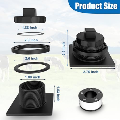 Stock Tank Drain Plug Fit for rubbermaid Commercial 50 70 100 150 300 Gallon Stock Tanks, Float Valve Drain Replacement,Cooler Drain Plug Kit