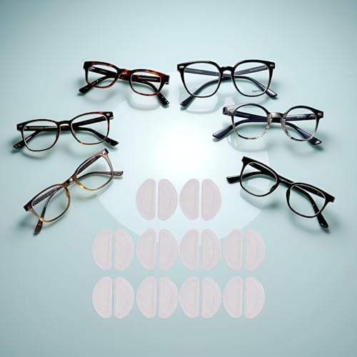 10 Pairs Clear Adhesive Eye Glasses Nose Pads D Stick On Anti-Slip Soft Silicone Adhesive Nose Pads Glasses Nose Pad Kit Glasses Nose Pads Silicone Slip Over Eyeglasses Care