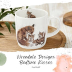 Royal Worcester Wrendale Designs Bedtime Kisses Mug | 14 Ounce Large Coffee Mug with Fox Design | Made from Fine Bone China | Microwave and Dishwasher Safe