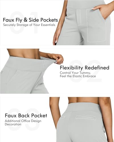 G4Free EverGoing Yoga Pants Women Wide Leg Pants with Pockets High Waist Stretch Dress Casual Sweatpants Petite/Regular/Tall