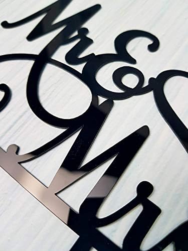 Mr and Mrs Cake Topper, Bride and Groom Sign Wedding/Engagement Cake Toppers Decoration, Black Acrylic