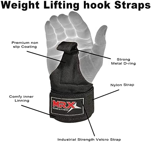 MRX Power Weight Lifting Straps Wrist Support Heavyduty Gym Training Bandage Cordura Hook Deadlifting Wraps