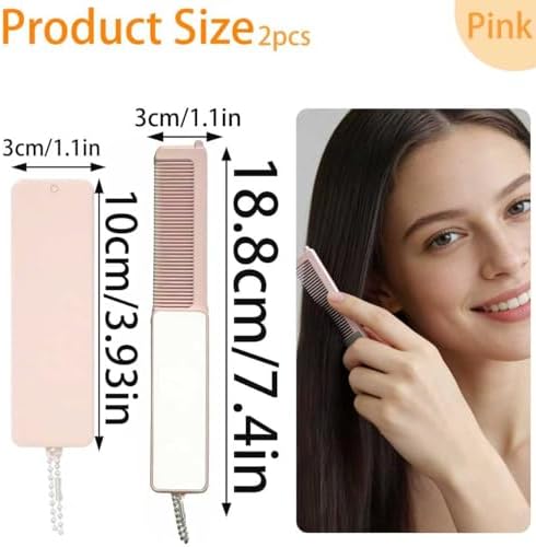 2Pcs Folding Hair Brush with Mirror, Portable Travel Hair Comb Pocket Size, Anti-static Mini Hairbrush, Small Hair Styling Tools for Women Men Home Trave Use