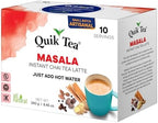 QuikTea Instant Masala Chai Tea Latte – 10 Count, Classic Latte with a Hearty Mix of Traditional Chai Spices, Low Caffeine, No Artificial Colors, Flavors or Preservatives – Just Add Hot Water, Non-GMO