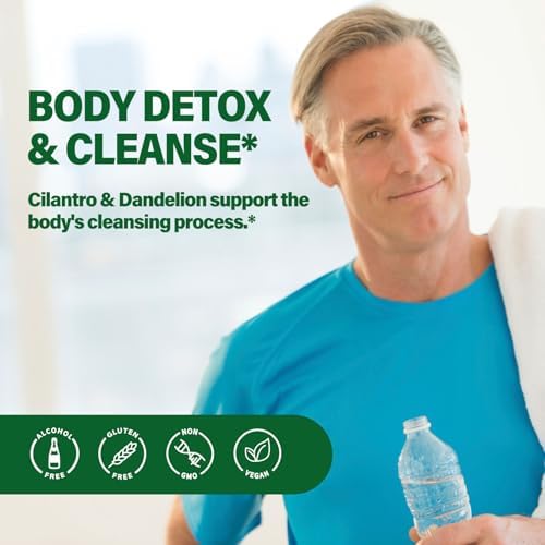 Cilantro Drops for Body Detox & Cleanse, Cilantro Tincture Natural Supplement Support Immune with Garlic Dandelion Spirulina Selenium Burdock Blend. 2oz