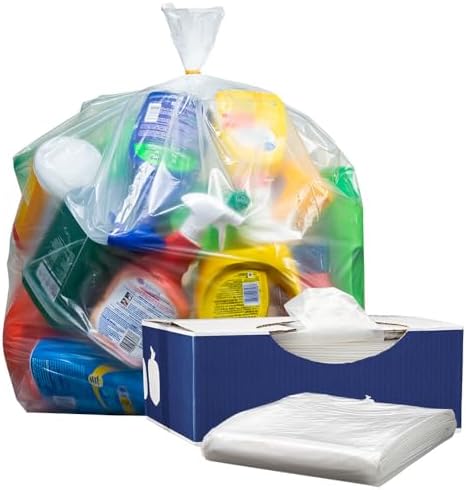 Plasticplace - W55LDC2 55-60 gallon Trash Bags │ 2 Mil │ Clear Heavy Duty Garbage Can Liners │ 38” x 58” 1 Count (Pack of 50)