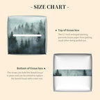 Green Misty Forest Pine Trees Tissue Box Cover,Waterproof Leather Tissue Cube Box Holder Square Facial Paper Organizer Dispenser for Bathroom Home Car Nightstand Vanity Desk