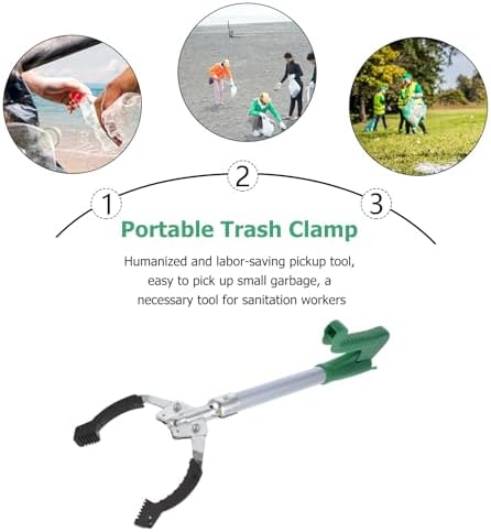 SHINEOFI 40cm Aluminum Alloy Garbage Clamp with Non-Slip Handle, Portable Trash Picker Tool for Outdoor and Indoor Waste Collection, Sturdy Metal Pole Rubbish Grabber