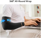 [360° Full Compression] Copper Arm Sleeves for Men & Women, [Ultra Breathable] Arm Brace for Forearm, Bicep, Triceps, Tennis Elbow, Basketball, Golf, Arthritis, Tendonitis, Bursitis