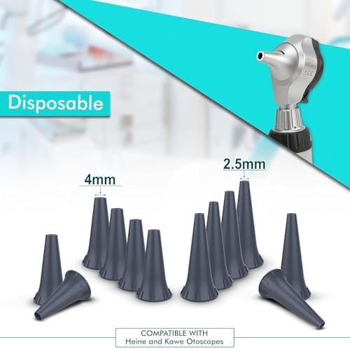 4mm & 2.5mm Otoscope Ear Specula Tips Compatible with welcelln, K.a.w.e, Ries-TER and H.e.i.n.e Otoscopes Disposable Each Size Pack of 100