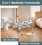 HOMLAND Raised Toilet Seat with Handles, FSA HSA Eligible 500lb Toilet Seat Riser for Seniors with Bedpan, Adjustable Height & Width, Handicap Elevated Toilet Seat for Elderly, Bedside, Fit Any Toilet