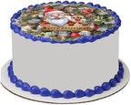 Santa Wreath Christmas Edible Cake Image -Festive Holiday Topper – Easy to Use