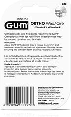 GUM Orthodontic Wax for Braces and Dental Devices - Soothing Dental Wax with Vitamin E - Clear Color - Unflavored (Pack of 1)