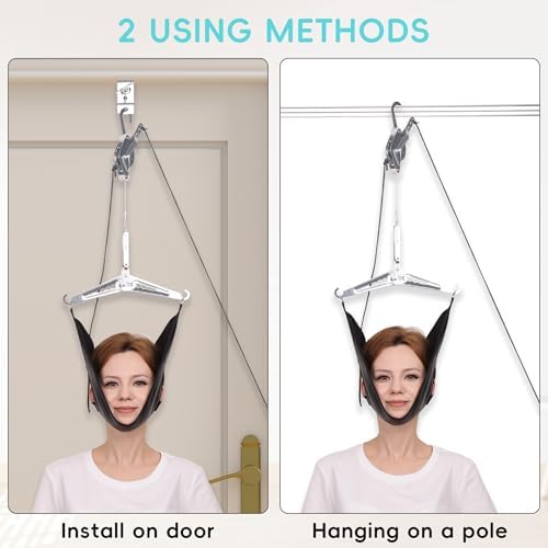 Cervical Neck Traction Device Over-The-Door, No Need for Handheld or Water Bag Portable Neck Stretcher,Effective Home Physical Therapy for Neck Pain Relief, Adjustable Tension Levels