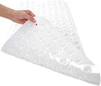 Bath Tub and Shower Mats, Non-Slip 39 x 16 Inch Extra Long Bathtub Mat, Machine Washable BathMat with Drain Holes, Suction Cups for Bathroom (Opaque White)