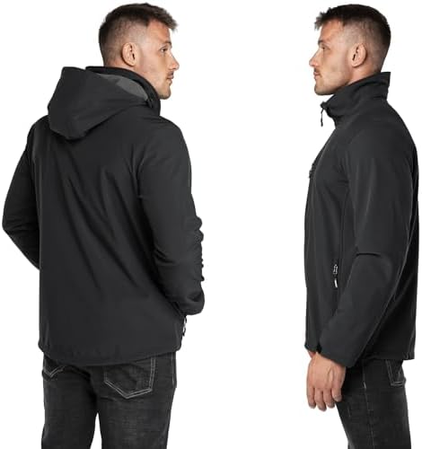 Outdoor Ventures Men's Lightweight Softshell Jacket Fleece Lined Hooded Water Resistant Winter Hiking Windbreaker Jackets