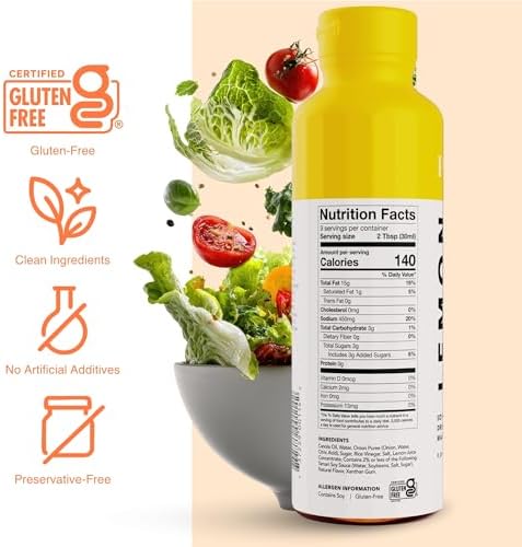 Pietro Lemon Japanese Style Marinade & Vinaigrette - No Preservatives, Non-GMO Fresh Lemon Flavor for Salad Dressing, Seafood, Noodles & Chicken - 9.3 oz